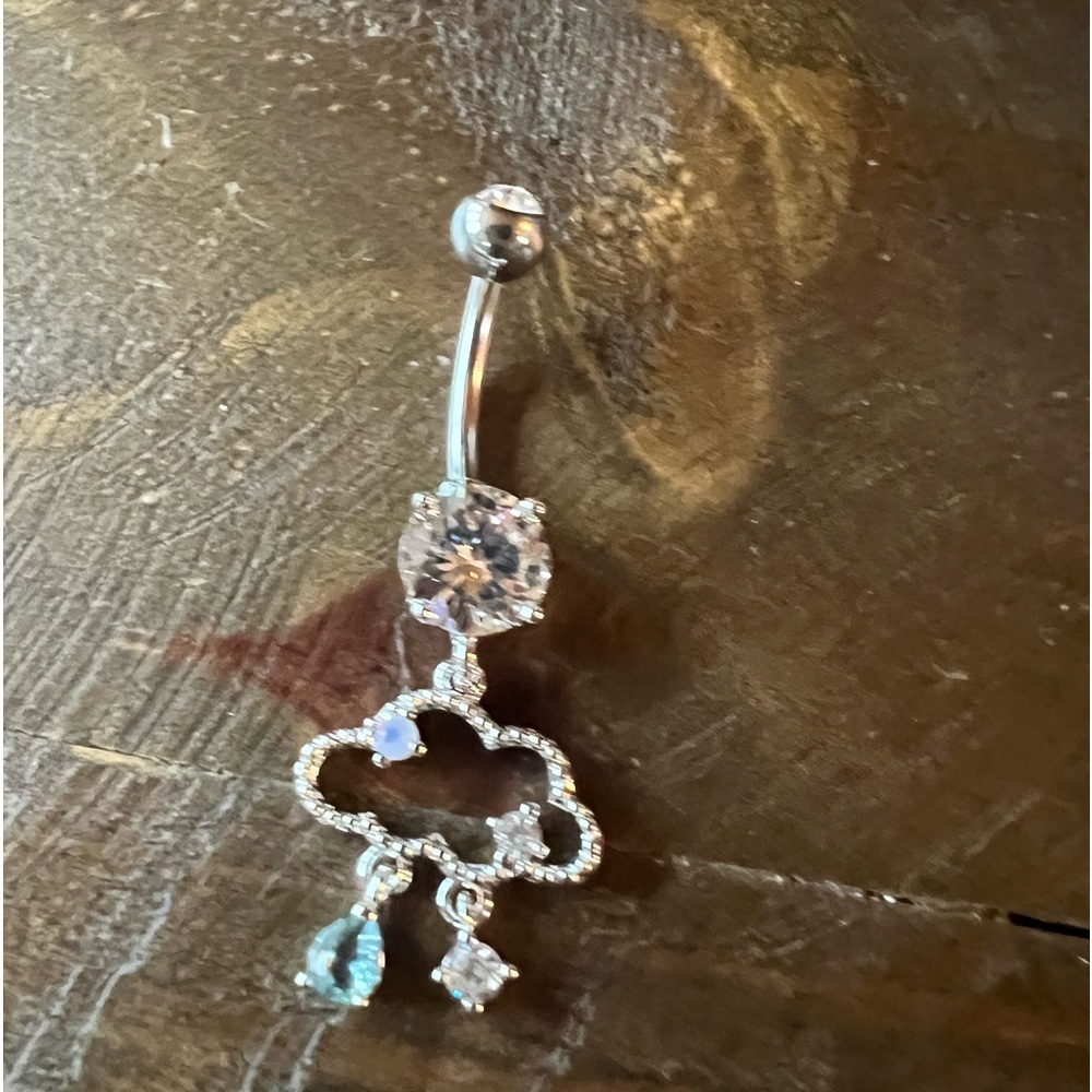 Rain cloud belly ring